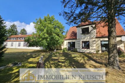 seitliche Ansicht großes Haus & Werkstätten