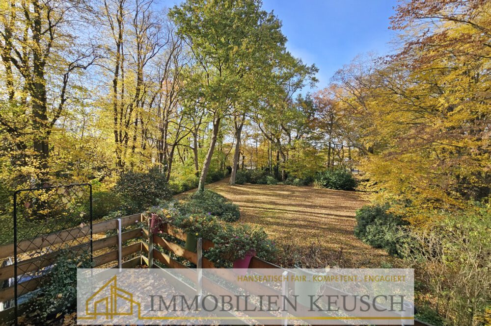 Blick vom Balkon in den Garten