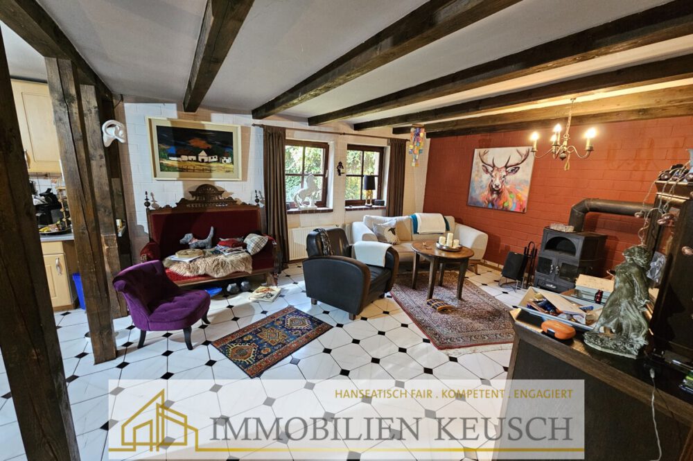 Wohnzimmer mit Kamin - Stall